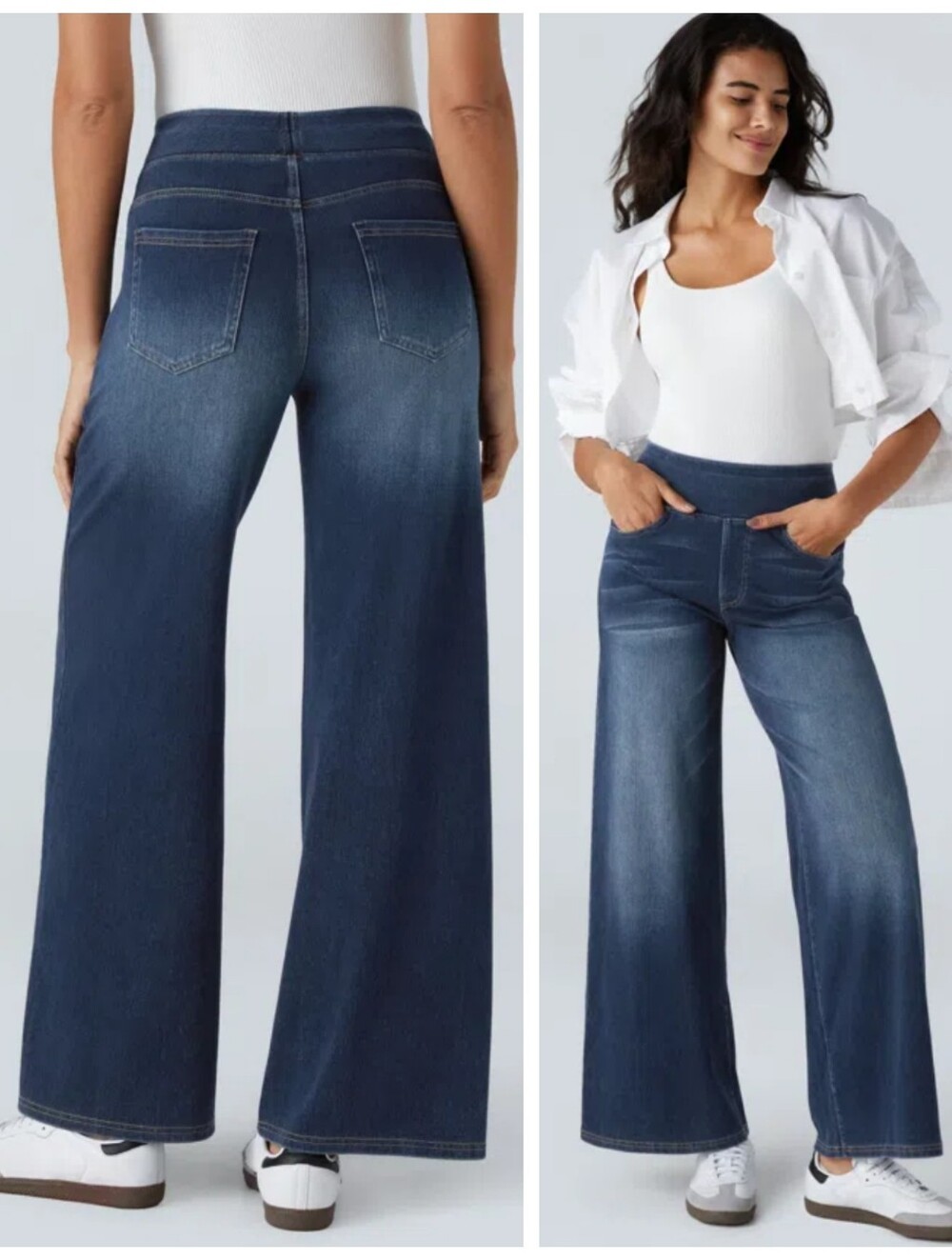 Halara Flex High Waisted Baggy Wide Leg Washed Casual Jeans Womens Large Relaxed